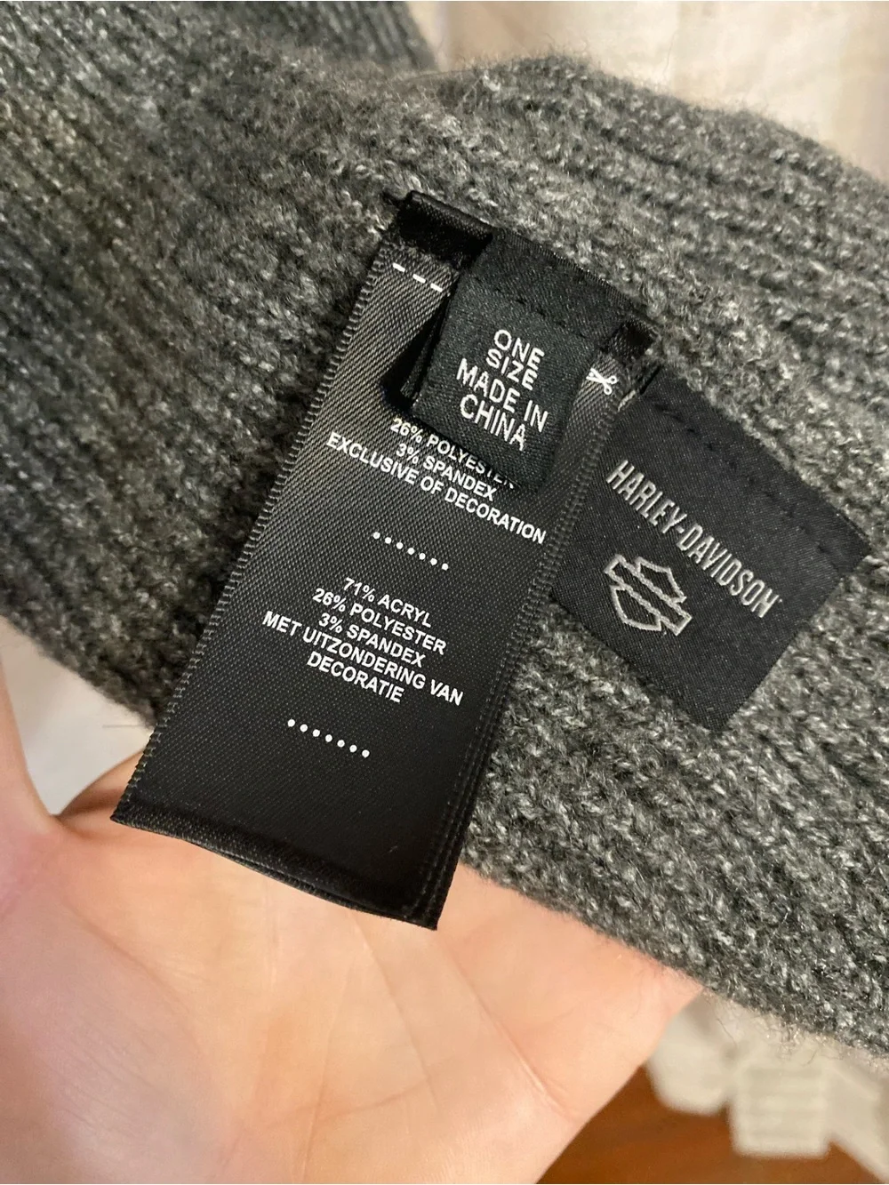 Harley-Davidson Gray Ribbed Knit Beanie Beanie and Scarf Matching Set